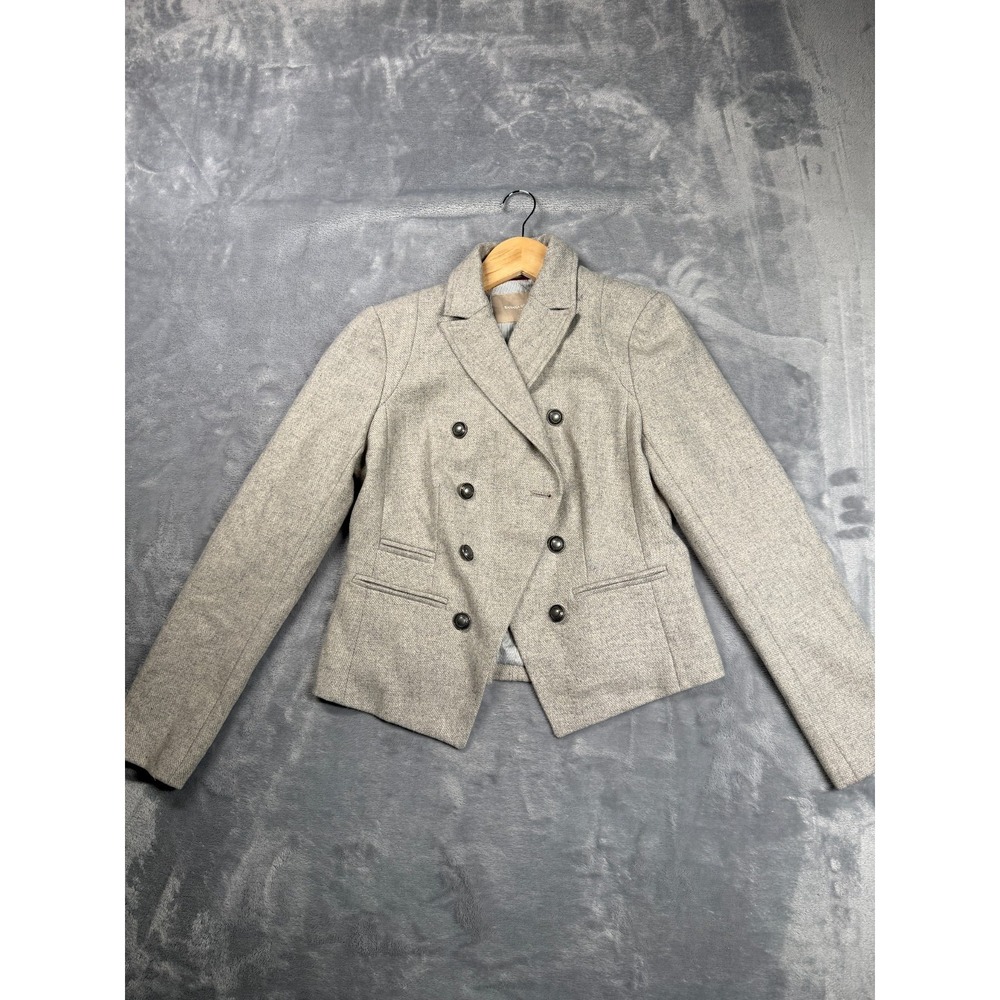 Banana Republic Blazer Jacket Women 2P Gray Textured Double Breasted Notch Lapel